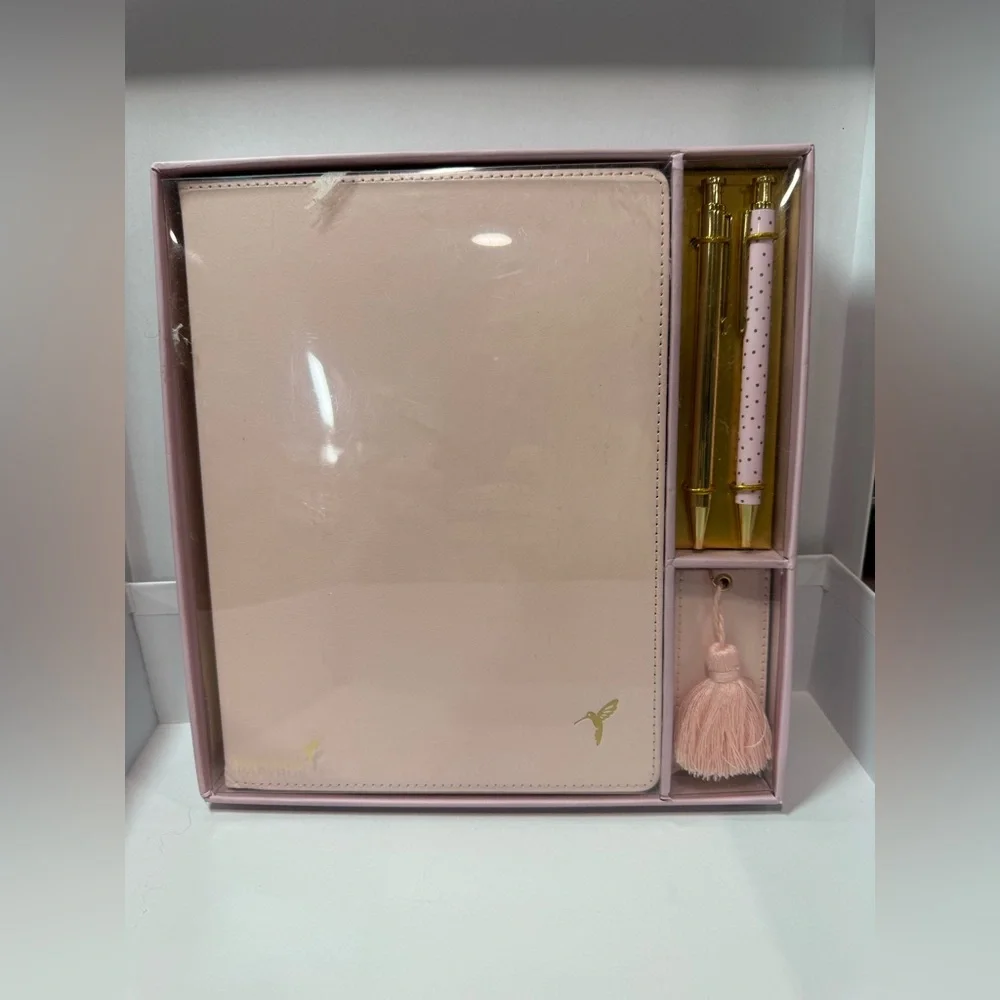 Papyrus Blush Pink Journal Gift Set w/ 2 Gold Pens & Tassel Bookmark – New